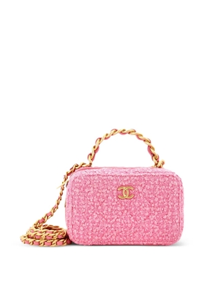 CHANEL Pre-Owned Woven Chain Top Handle Vanity Case Quilted Tweed Mini pouch - Pink