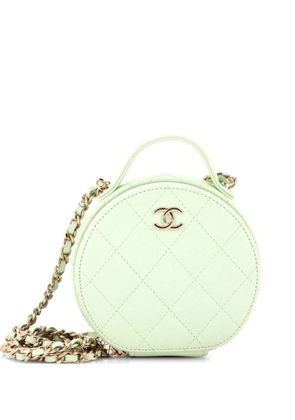 CHANEL Pre-Owned Handle with Care Round Vanity Case with Chain Quilted Caviar Small crossbody bag - Green