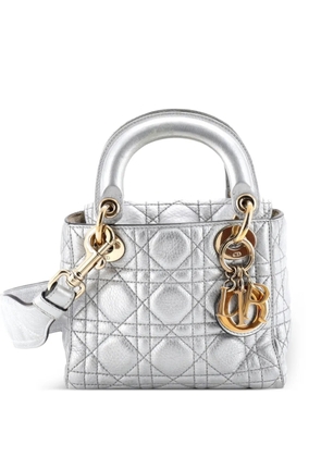 Christian Dior Pre-Owned Lady Dior Bag Cannage Quilt Lambskin Mini satchel - Silver