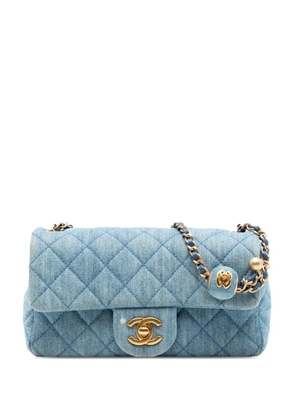 CHANEL Pre-Owned 2021-2026 Mini Rectangular Classic Denim Pearl Crush Single Flap crossbody bag - Blue