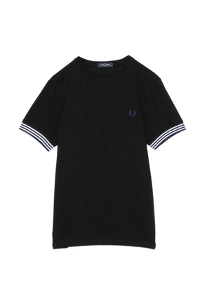Fred Perry logo-embroidered striped cuffs T-shirt - Black