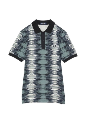Fred Perry logo-embroidered soundwave-print polo shirt - Blue