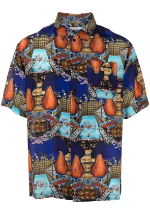 Henrik Vibskov Transfered graphic-print crepe shirt - Blue