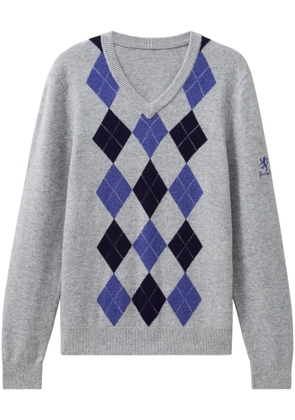 Pringle of Scotland argyle v-neck sweater - Grey