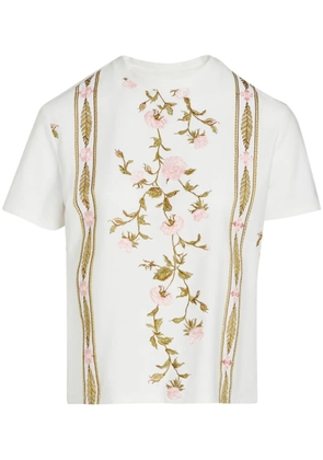 Giambattista Valli floral-embroidered cotton T-shirt - White