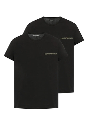 Emporio Armani logo-embroidered T-shirts (pack of two) - Black