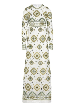 Giambattista Valli Tapisserie-print sequinned maxi dress - White