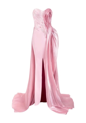 Gaby Charbachy embellished rose-detail evening gown - Pink