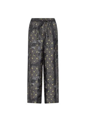 GANNI floral-pattern trousers - Grey