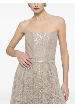 NISSA sequin lace midi dress - Neutrals