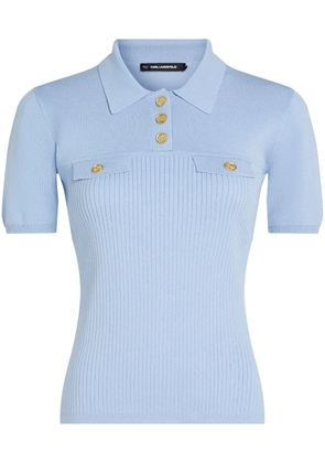 Karl Lagerfeld logo-engraved button polo shirt - Blue