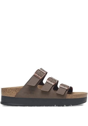 Birkenstock Florida triple-buckle platform slides - Brown