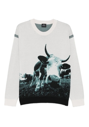 PS Paul Smith Cow jacquard panelled sweater - Grey