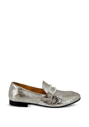 Madison.Maison pearl-embellishment leather loafers - Silver