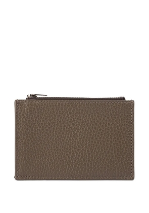 Doucal's mud leather zip card holder - Brown