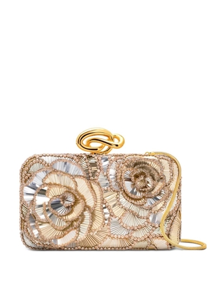 Oscar de la Renta mini floral-embellishment clutch bag - Gold