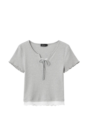 tout a coup tie-neck short-sleeved T-shirt - Grey