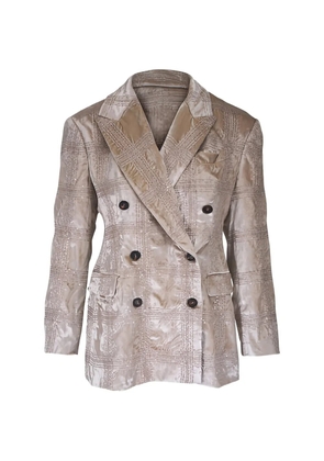 Brunello Cucinelli double-breasted velvet blazer - Neutrals