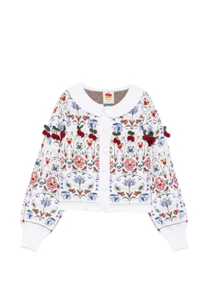 FARM Rio cherry-appliqué cardigan - White