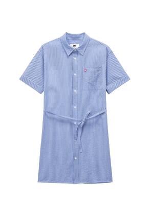 CHOCOOLATE striped belt midi dress - Blue