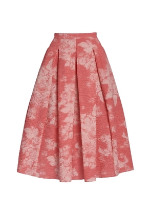 ERDEM pleated floral-print midi skirt - Pink