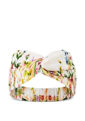 Camilla twisted floral-print headband - White