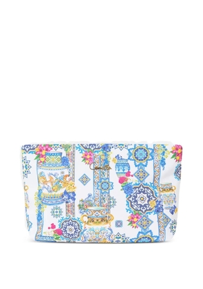 Camilla floral-print makeup bag - White