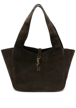Saint Laurent Le 5 à 7 Bea suede logo-plaque tote bag - Brown