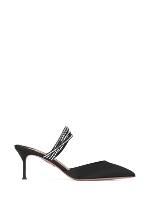 Aquazzura Luce embellished-strap heeled mules - Black