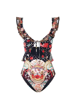 Camilla ruffled-strap bodysuit - Black