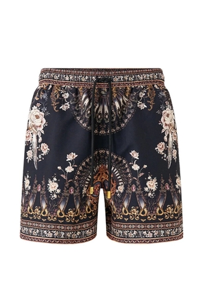 Camilla Flamenco Folklore elastic-waistband printed swim shorts - Black