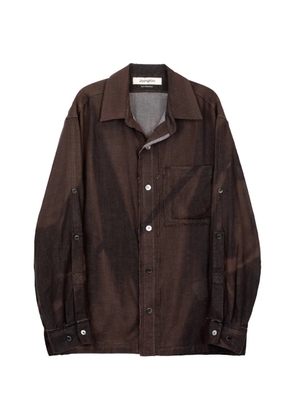 JiyongKim sun-bleached chest-pocket shirt - Brown