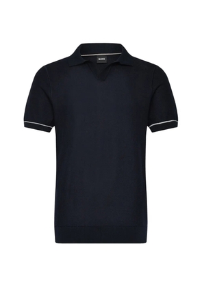 BOSS cotton-blend horizontal-stripe polo shirt - Blue