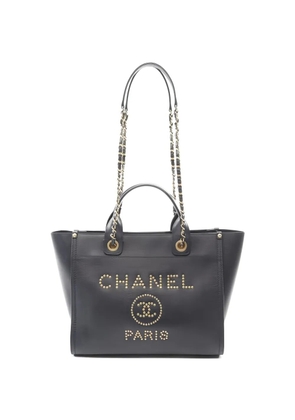 CHANEL Pre-Owned 2018 Deauville chain leather tote bag - Blue