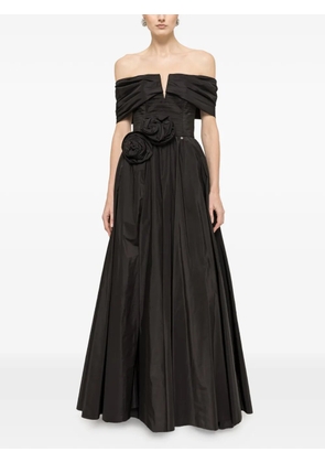 NISSA floral-applique maxi dress - Black