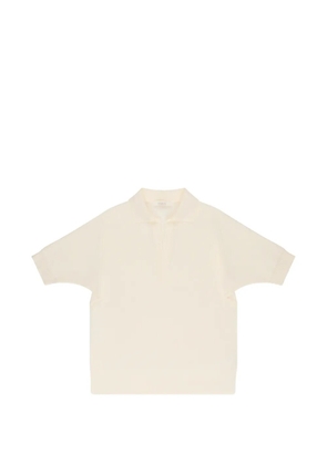 slowear V-neck crêpe polo top - Neutrals