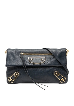 Balenciaga Pre-Owned 2017 Chevre Motocross Classic Metallic Edge Envelope Clutch with Strap crossbody bag - Blue