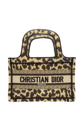 Christian Dior Pre-Owned 2021 Mizza Mini Embroidered Canvas Leopard Book tote bag - Brown