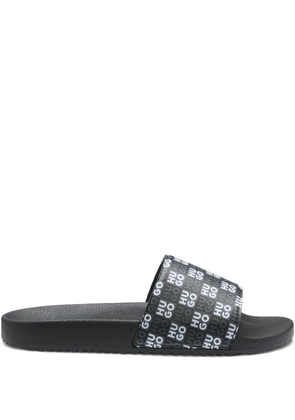 HUGO logo-print slides - Black