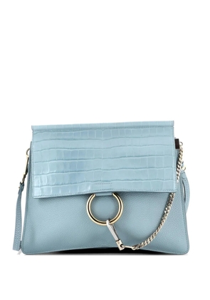 Chloé Pre-Owned Faye Crocodile Embossed Leather with Leather Medium shoulder bag - Blue