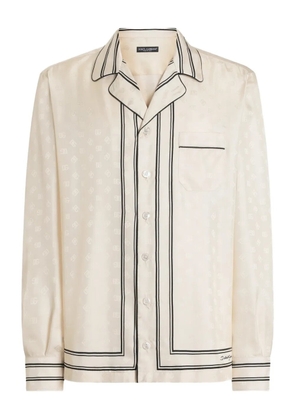 Dolce & Gabbana stripe-trim logo-patterned shirt - Neutrals