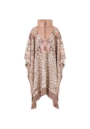 Camilla Aranjuez Animalia quilted collar fringed poncho - Pink