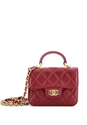 CHANEL Pre-Owned Top Handle Flap Coin Purse with Chain Quilted Lambskin crossbody bag - Red