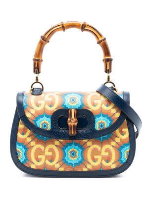 Gucci Pre-Owned 2016-2025 100th Anniversary Medium GG Coated Canvas Kaleidoscope 1947 Bamboo Top Handle Bag satchel - Blue