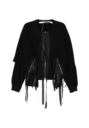 midorikawa ribbon zip-up hoodie - Black