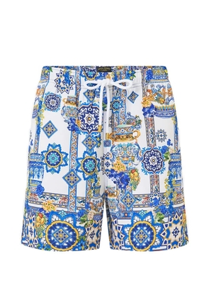 Camilla elastic waist printed swim shorts - Blue