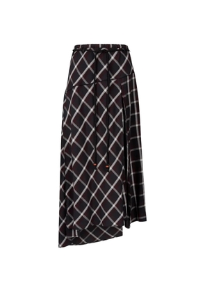 TOMBOY Unbalanced check-pattern maxi skirt - Black