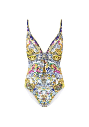 Camilla eyelet tie-front swimsuit - White