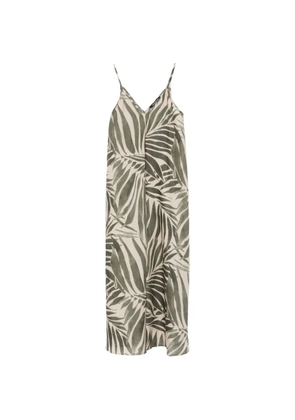 Pennyblack leaf-print V-neck midi dress - Neutrals