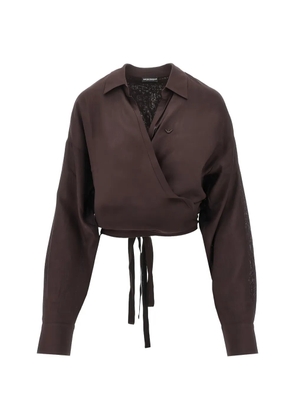 Emporio Armani tie-detail wrap top - Brown